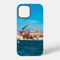 Istanbul view with seagulls on a warm sunny day, B