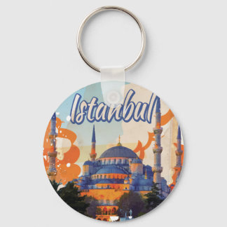 Istanbul Vintage Travel Poster Key Ring