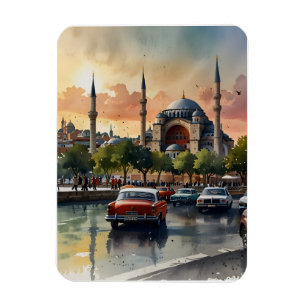 Istanbul watercolor art magnet