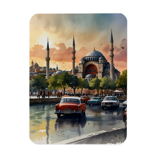 Istanbul watercolor art magnet (Vertical)