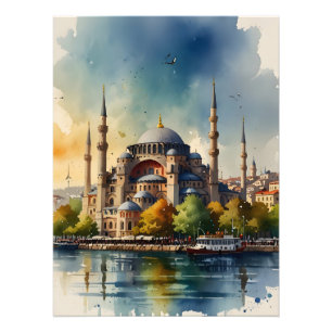 Istanbul watercolor art photo print
