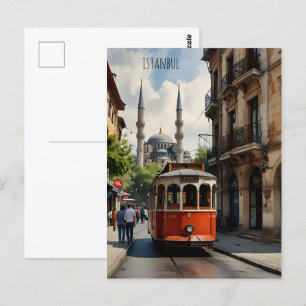 Istanbul watercolor art postcard
