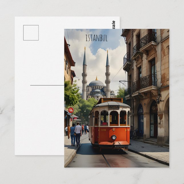Istanbul watercolor art postcard (Front/Back)