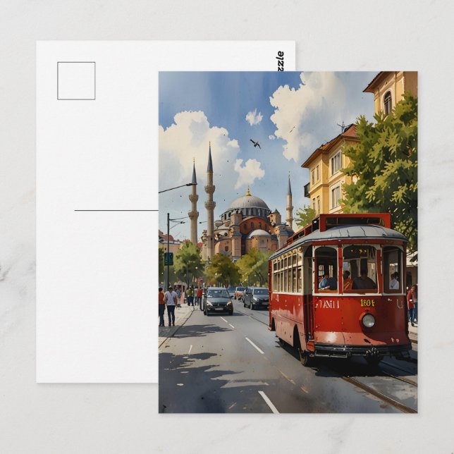 Istanbul watercolor art postcard (Front/Back)