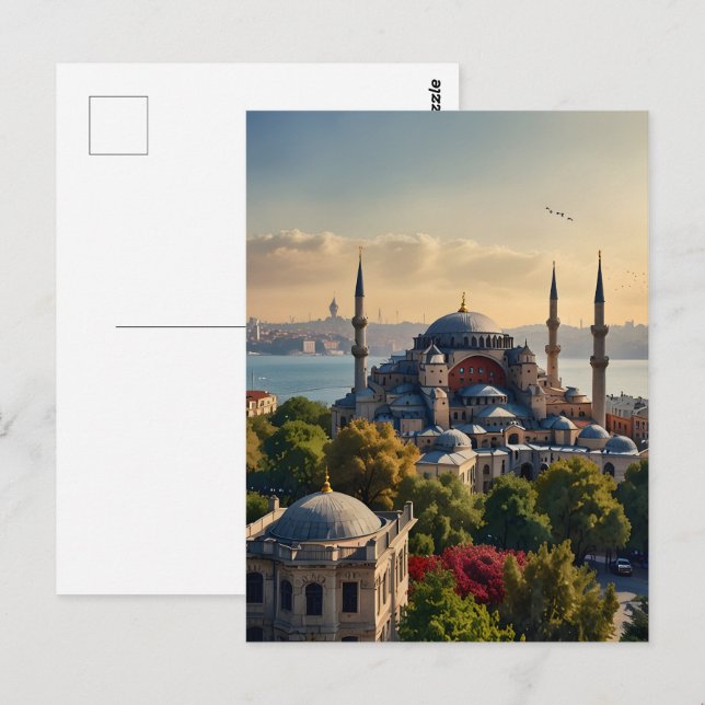 Istanbul watercolor art postcard (Front/Back)