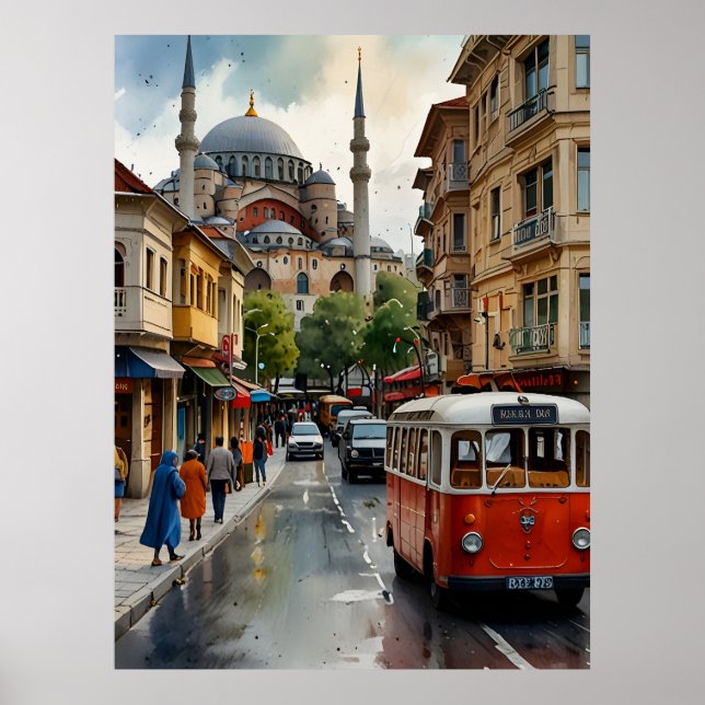 Istanbul watercolor art poster (Front)