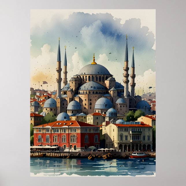 Istanbul watercolor art poster (Front)