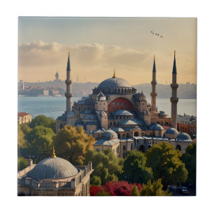 Istanbul watercolor art tile
