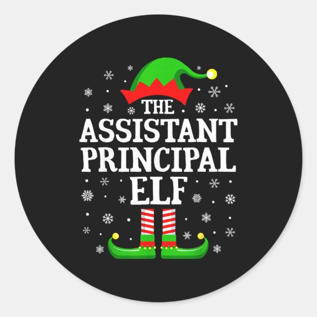Istant Principal Elf Funny Christmas Family Matchi Classic Round Sticker (Front)