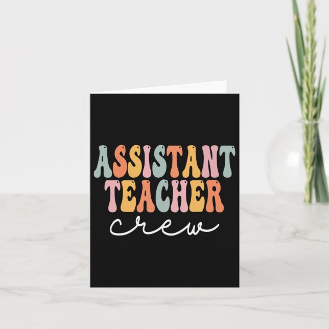 Istant Teacher Crew Retro Groovy First Day Of Scho Card (Front)