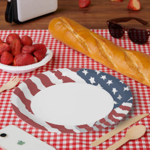 istressed US Flag with White Centre Paper Plate