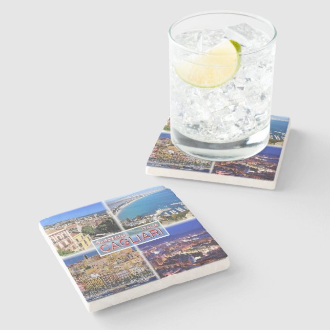 IT2027 Europe - Italy - Sardinia - Cagliari - Harb Stone Coaster (Side)