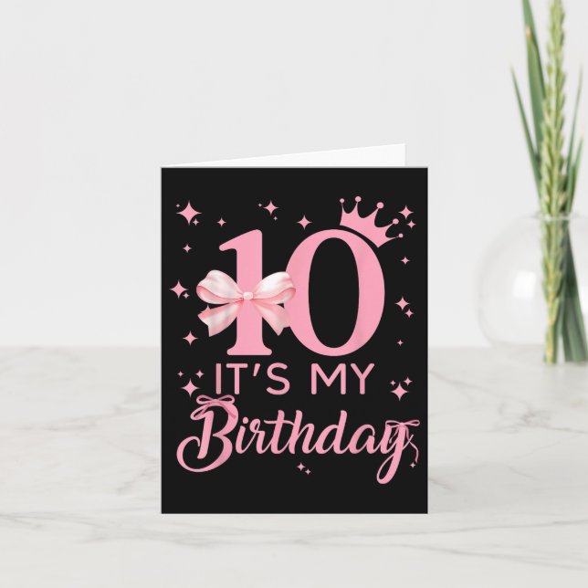 It's My 10th Birthday Aesthetic Pink Bow Coque Card (Front)