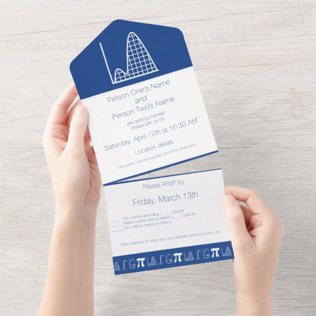 It Adds Up in Blue All In One Invitation (Tearaway)