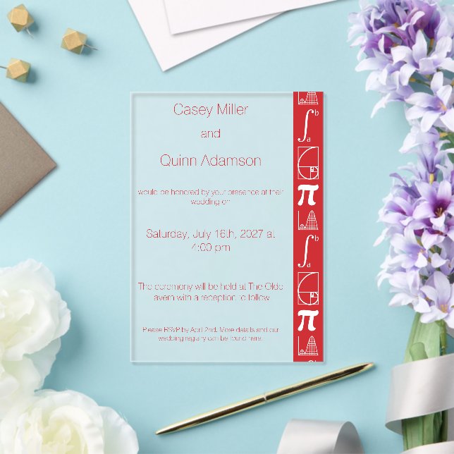 It Adds Up in Cherry Acrylic Wedding  Invitations (Insitu (Wedding))