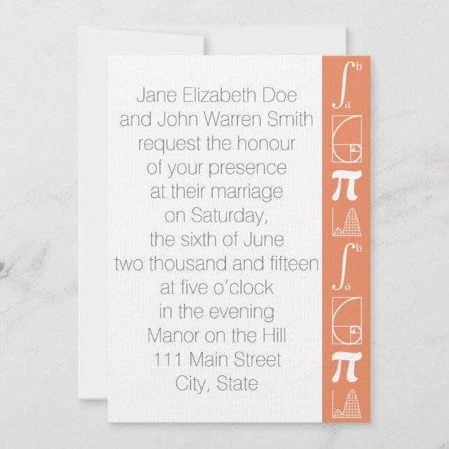 It Adds Up in Coral Wedding Invitation (Front)