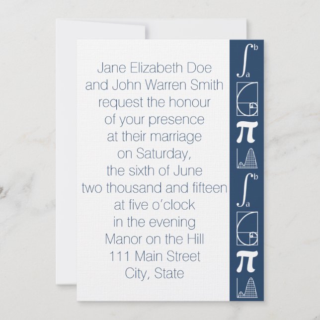 It Adds Up in Navy Wedding Invitation (Front)