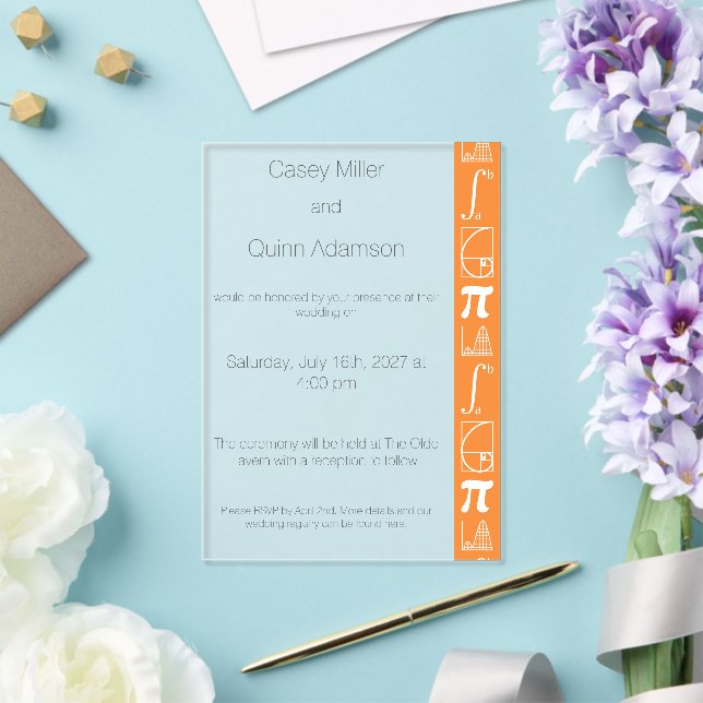 It Adds Up in Orange Acrylic Wedding  Invitations (Insitu (Wedding))