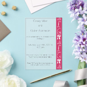 It Adds Up in Raspberry Acrylic Wedding Invitations