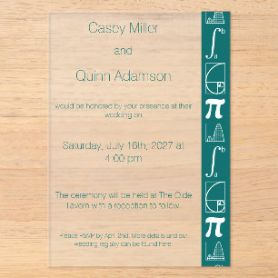It Adds Up in Teal Acrylic Wedding Invitations