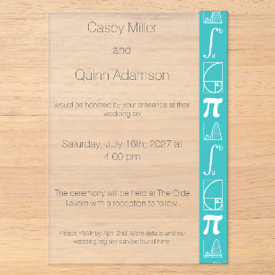 It Adds Up in Turquoise Acrylic Wedding Invitations