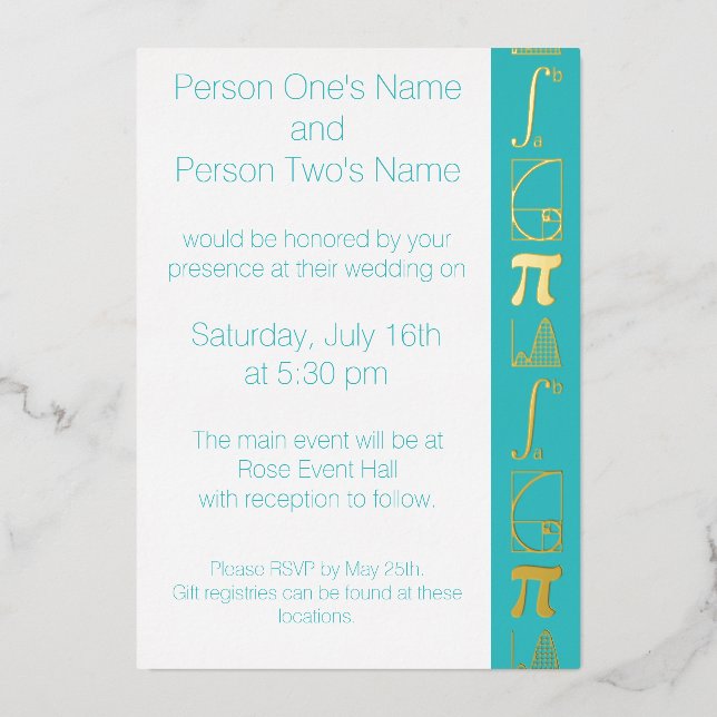 It Adds Up in Turquoise Foil Invitation (Front)