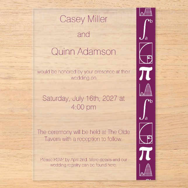 It Adds Up in Wine Acrylic Wedding  Invitations (Front)