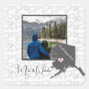 It All Began Here Alaska, Photo Customise Square Sticker