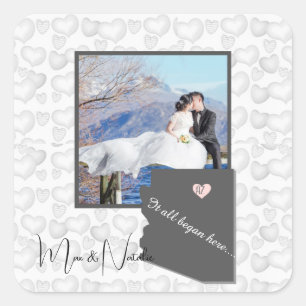 It all Began Here, Arizona, Photo Heart Square Sticker