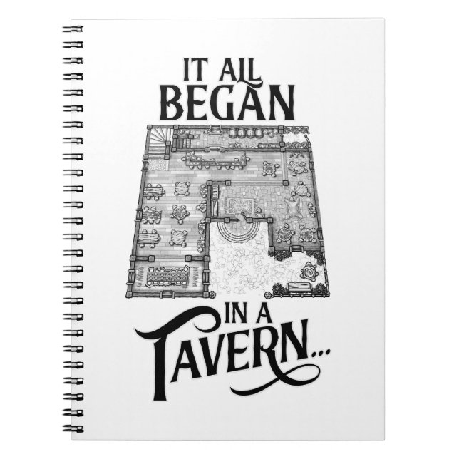 It all Began in a Tavern Old School RPG Map Notebook (Front)