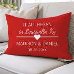 It All Began Romantic Personalised Couples Heart Lumbar Cushion<br><div class="desc">Beautiful modern decorative accent throw pillow. Perfect for the couch or the bed. Cute home decor for any room. Choose your own shape: square,  rectangle,  lumbar or round.</div>