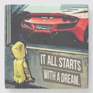 It All Starts With A Dream Motivational Quote Stone Coaster
