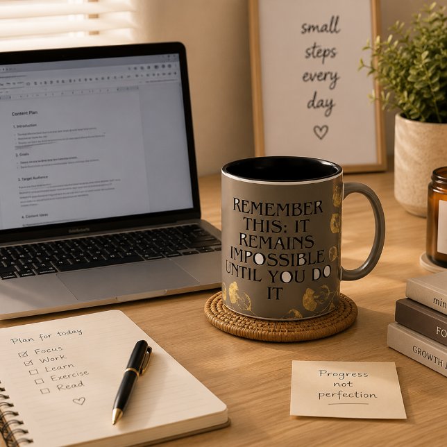It Always seems impossible UNTIL you do it .motiva Two-Tone Coffee Mug (Creator Uploaded)