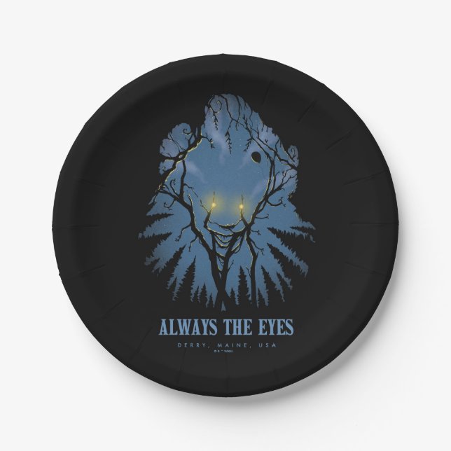 IT Always The Eyes Pareidolic Tree Tops Paper Plate (Front)