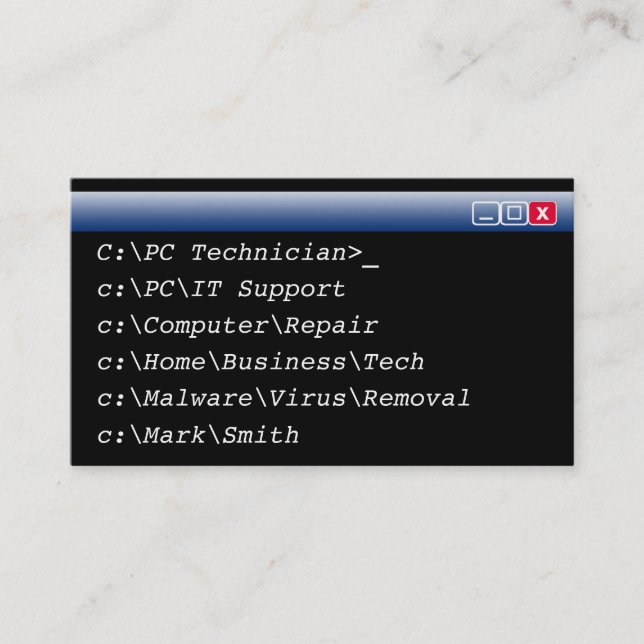 IT Business Cards Personalised Computer Technician (Front)