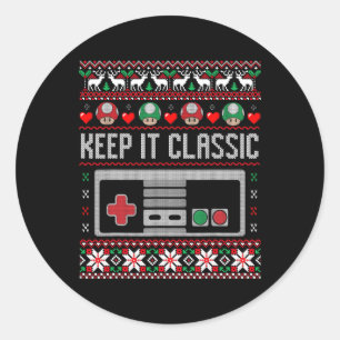 It Clic Video Game Retro Ugly Christmas Gamer Gift Classic Round Sticker