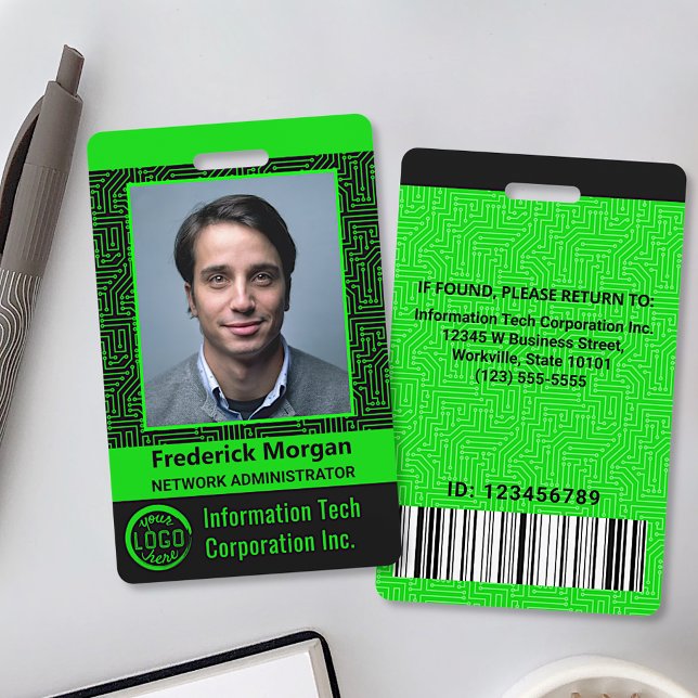 IT Computer Employee Custom Photo Bar Code Logo ID Badge (Creator Uploaded)