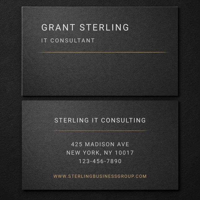 IT Consultant Black Professional  Business Card (Creator Uploaded)
