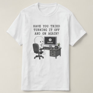 IT Crowd Humour Tee Turning It Off and On Again 