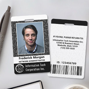 IT Custom Computer Employee Photo Bar Code Logo ID Badge