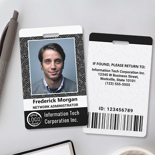 IT Custom Computer Employee Photo Bar Code Logo ID Badge (Creator Uploaded)