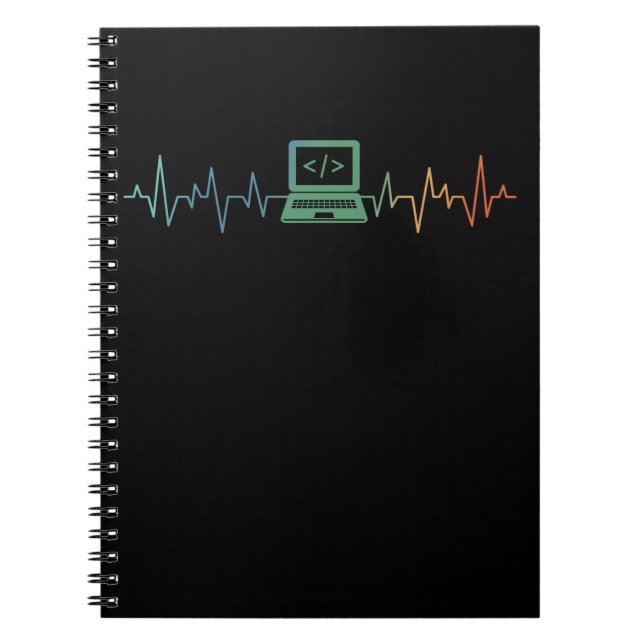 IT Developer Computer Heartbeat Software Coder Notebook (Front)