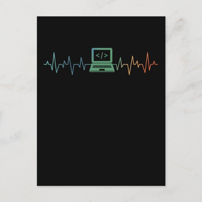 IT Developer Computer Heartbeat Software Coder Postcard (Front)