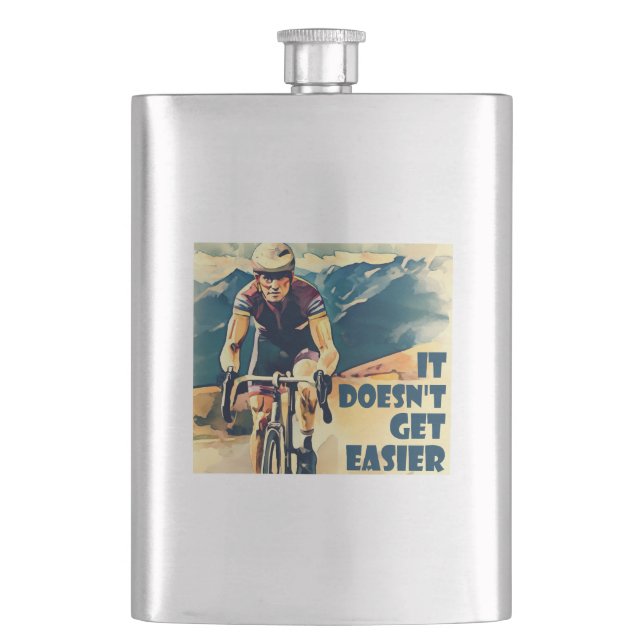 It Doesn't Get Easier Cycling Hip Flask (Front)