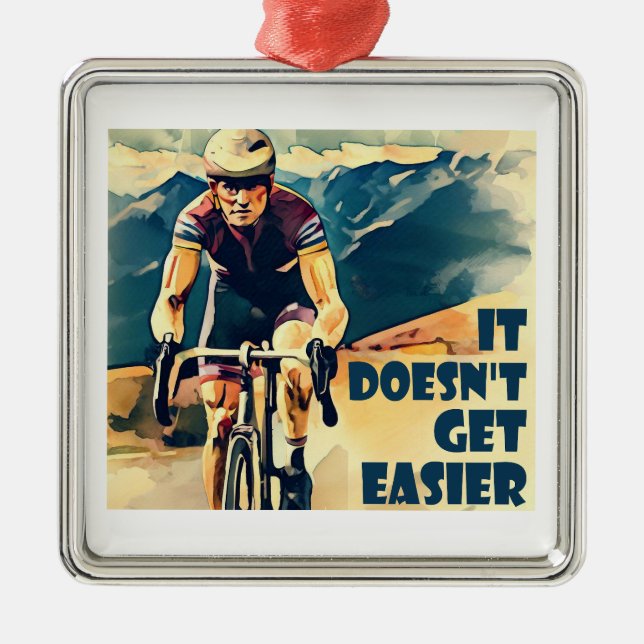 It Doesn't Get Easier Cycling Metal Tree Decoration (Front)