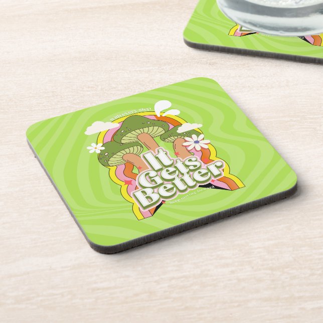 It Gets Better | Good Vibes & Groovy Feels Custom Coaster (Left Side)