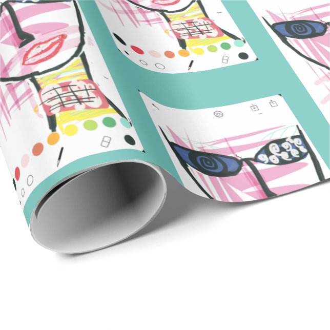 It Girl - Retro Green Wrapping Paper (Roll Corner)