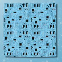 IT Guy Azur Blue Circuit Board Pocket Square