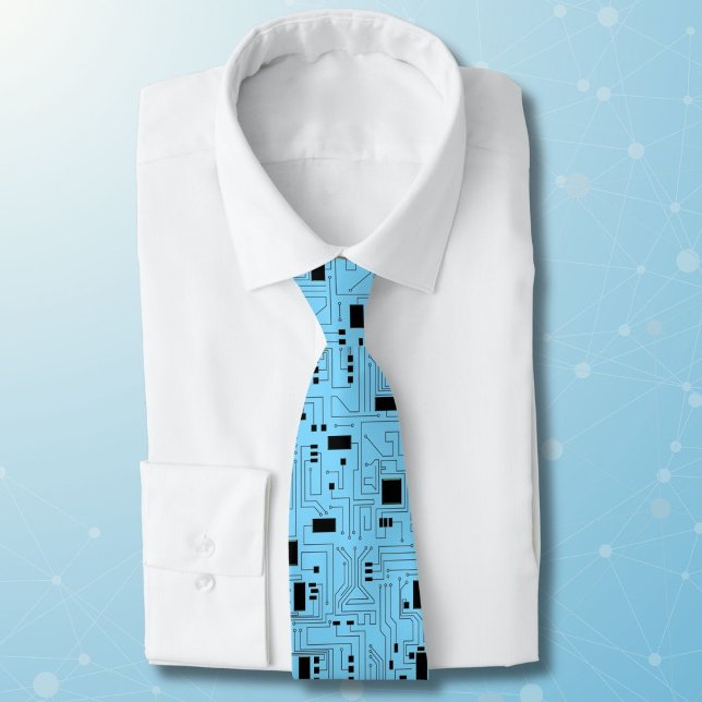 IT Guy Azur Blue Classic Circuit Board Tie (Creator Uploaded)