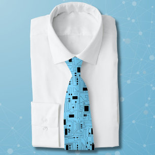 IT Guy Azur Blue Classic Circuit Board Tie
